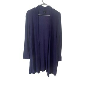 Eileen Fisher Small Navy Blue Open Duster Cardigan Tencel Merino Quiet Luxury